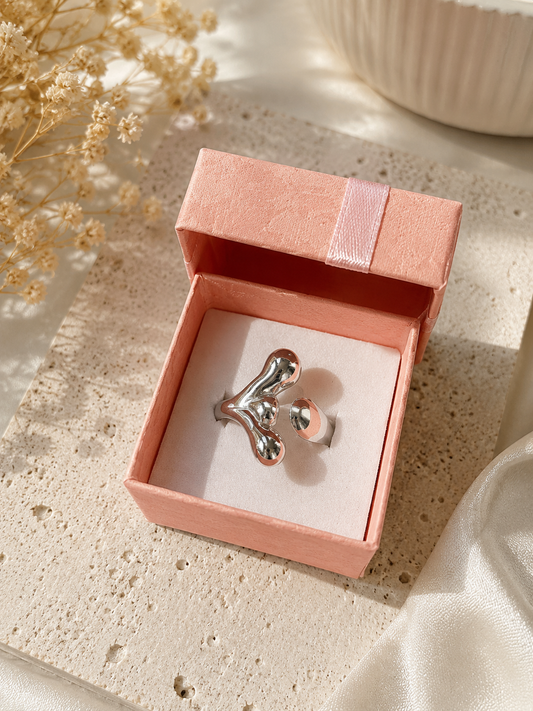 Bague Ajustable Argentée Effet Gouttes – Design Moderne