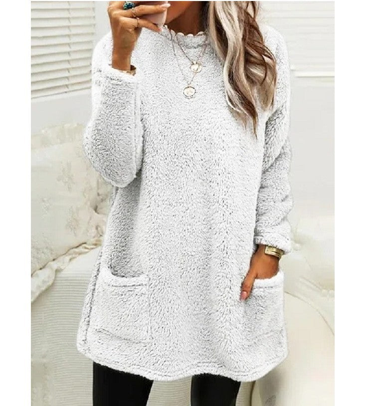 Pull Femme Polaire Long avec Poches – Chaud & Confortable