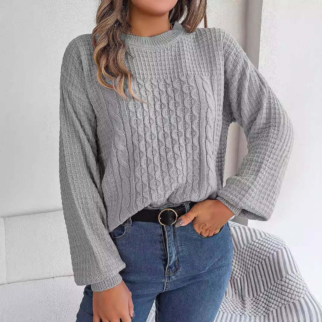 Pull femme col rond manches longues