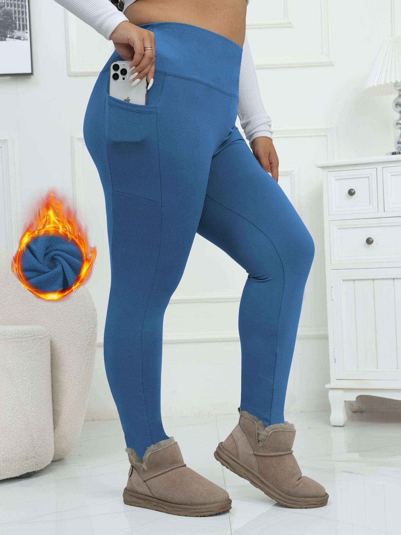 Legging Femme Polaire Taille Haute – Yoga & Hiver Ultra Chaud