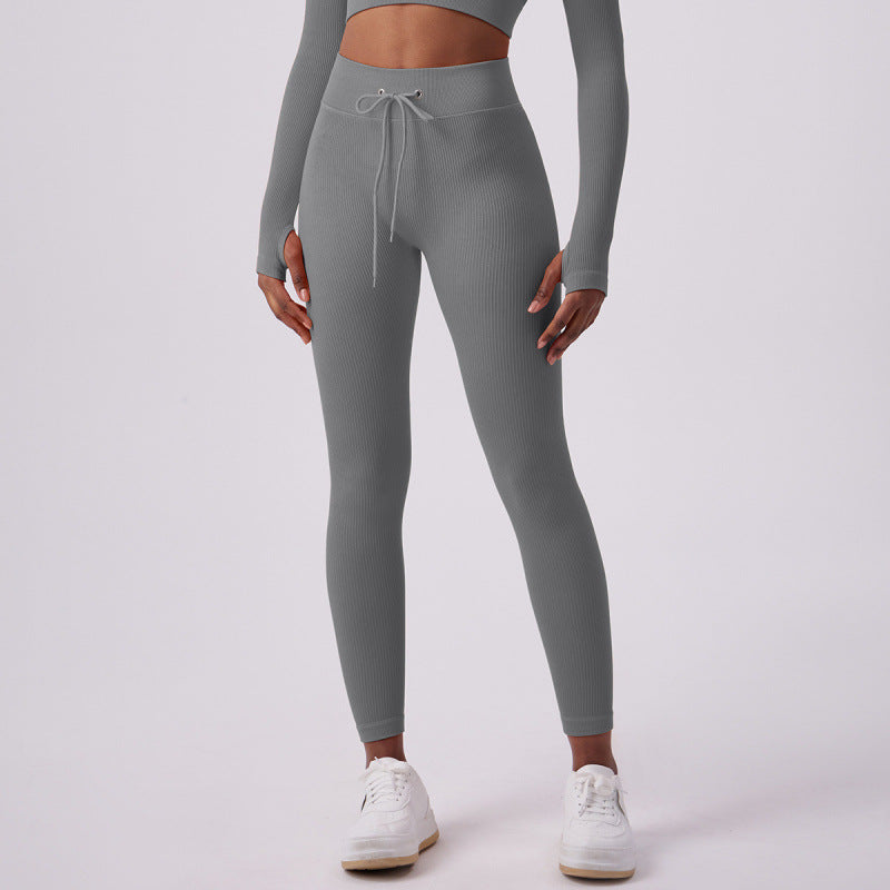 Legging de Yoga Femme Taille Haute à Cordon – Effet Galbant & Confort Extérieur