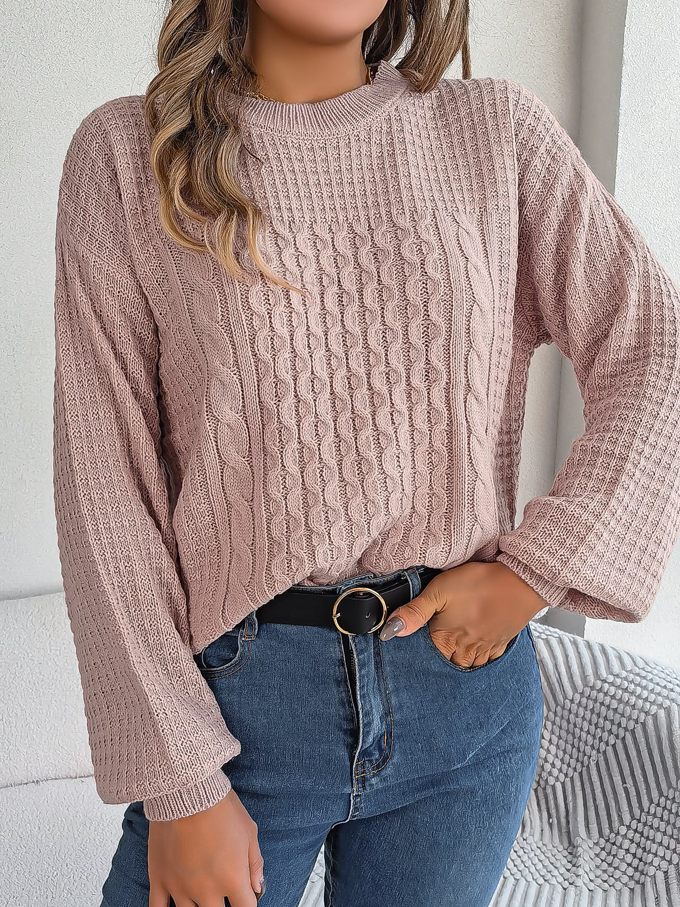 Pull femme col rond manches longues