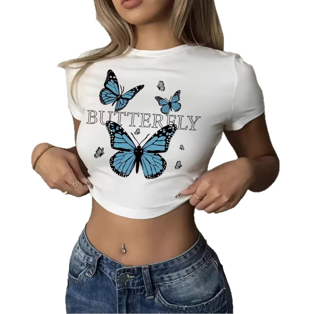 T-Shirt Crop Papillon Streetwear – Coupe Slim