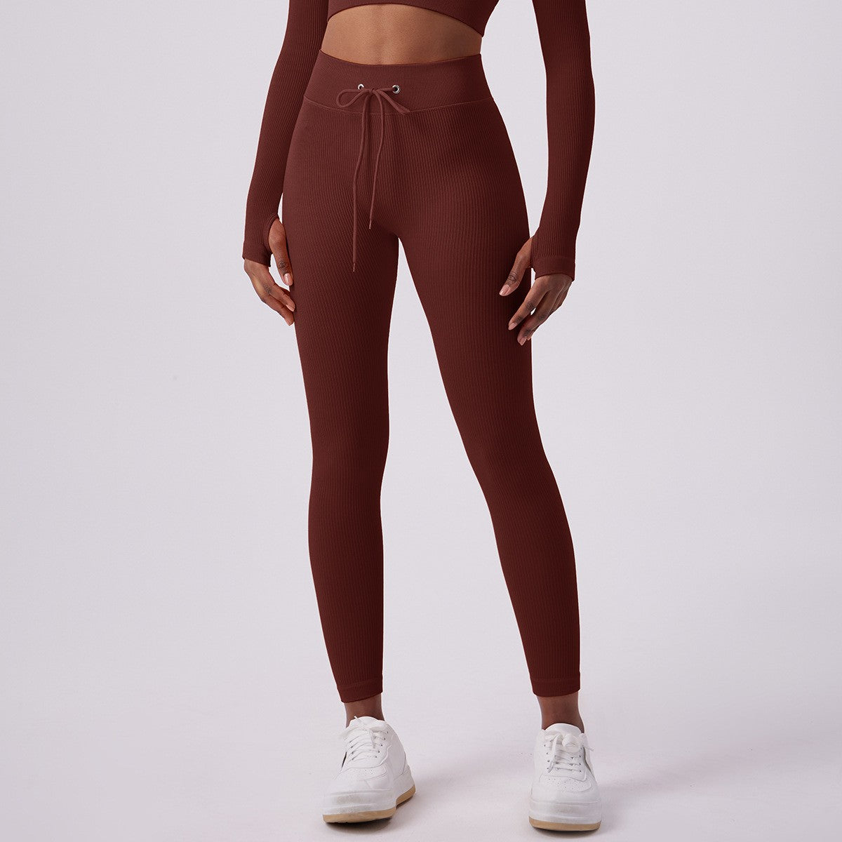 Legging de Yoga Femme Taille Haute à Cordon – Effet Galbant & Confort Extérieur