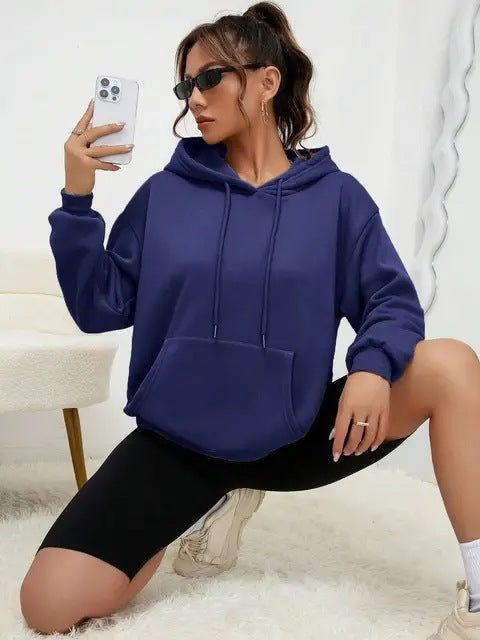 Sweat Femme Uni à Capuche – Casual, Confortable & Tendance