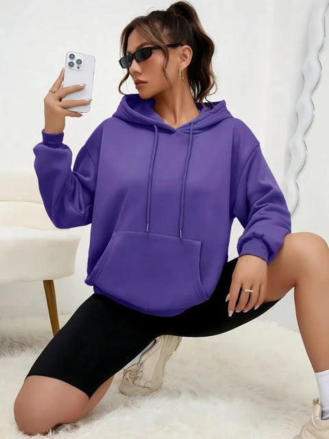 Sweat Femme Uni à Capuche – Casual, Confortable & Tendance
