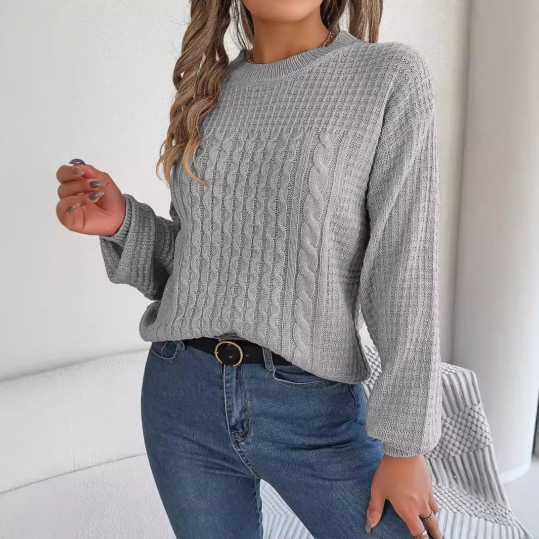 Pull femme col rond manches longues