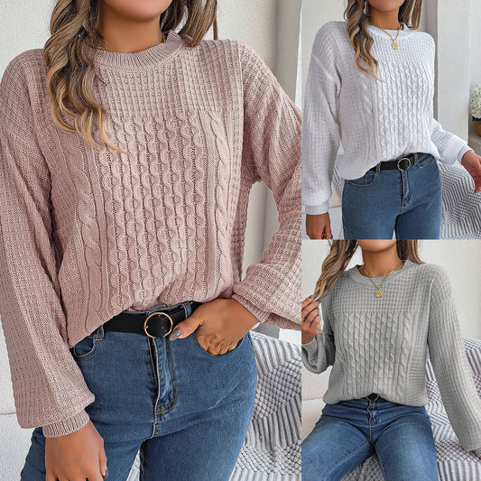 Pull femme col rond manches longues