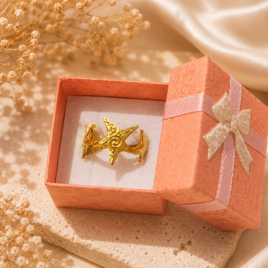 Bague étoile de mer ajustable en acier inoxydable doré