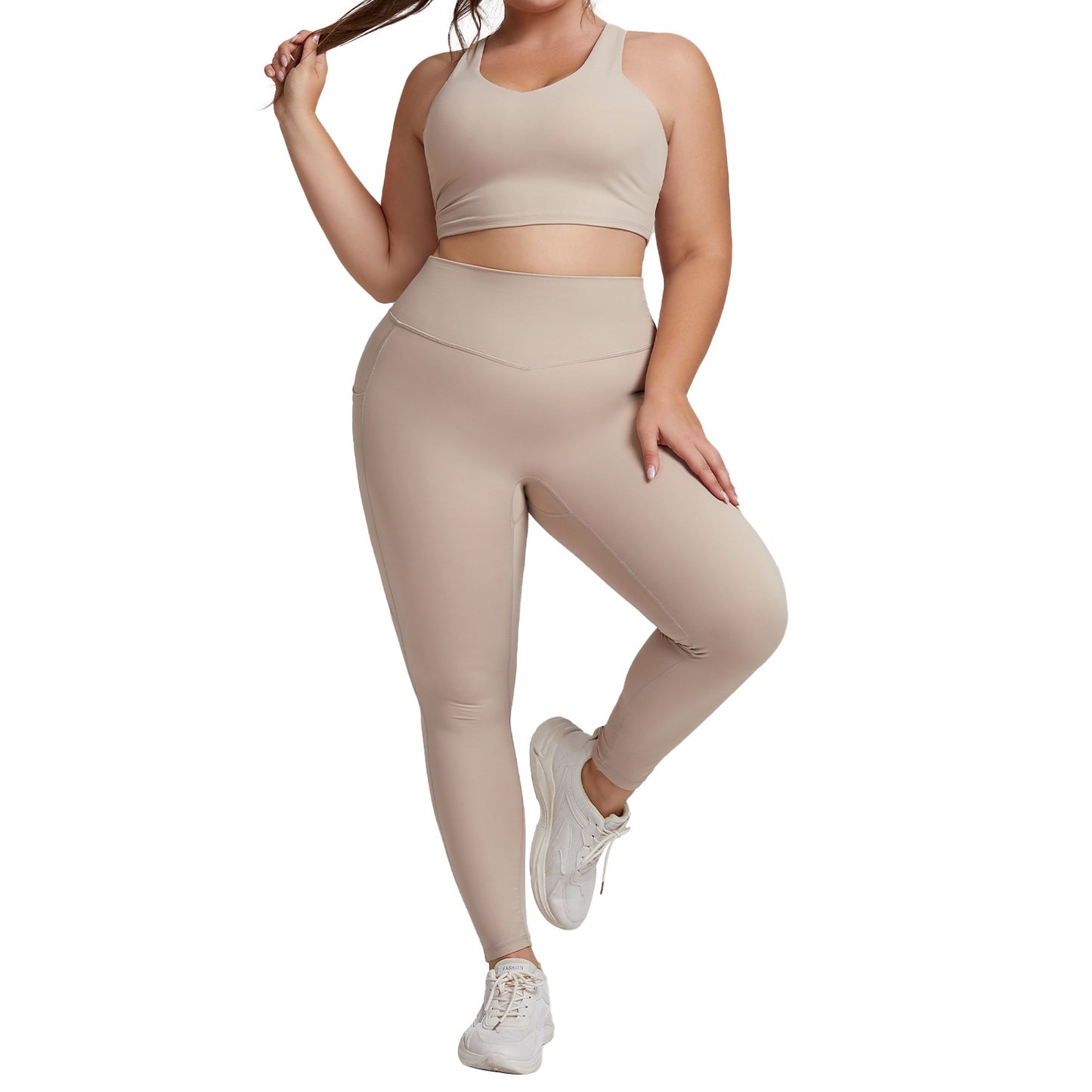 Legging Yoga Femme Grande Taille Taille Haute avec Poches – Confort & Maintien