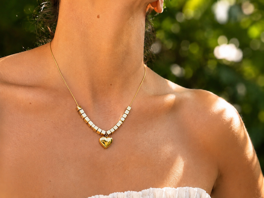 Collier cœur en acier inoxydable doré