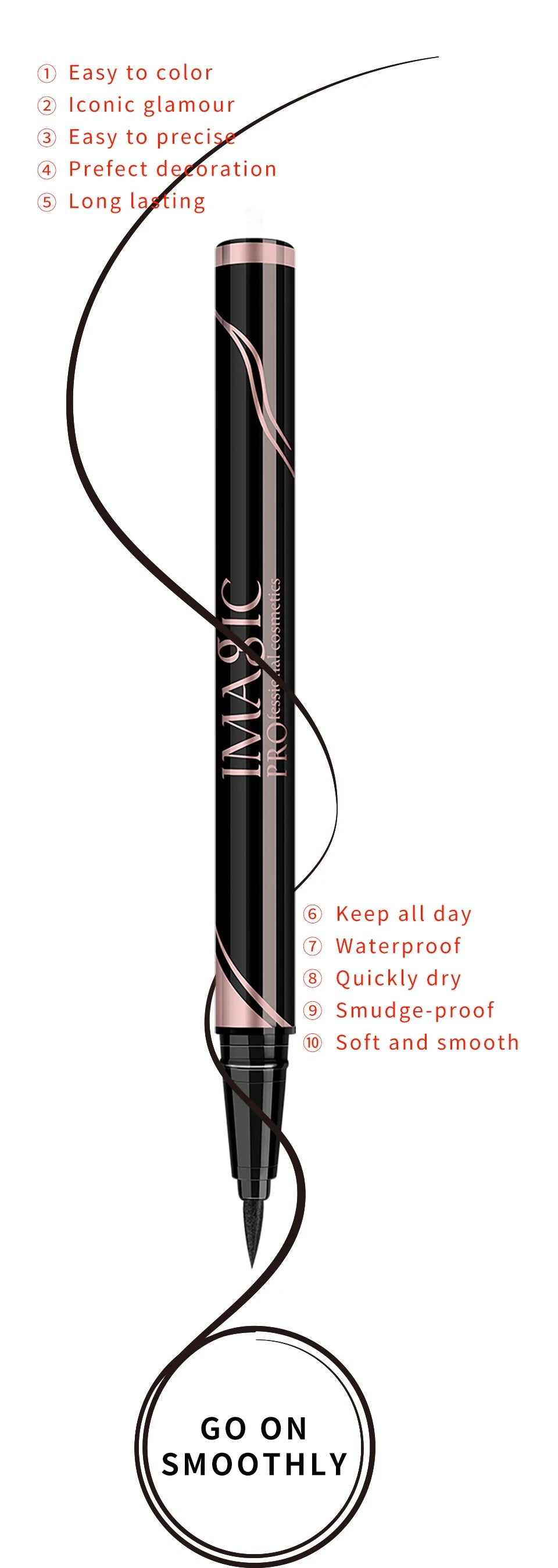 IMAGIC – Eyeliner waterproof mat noir longue tenue – Stylo eyeliner maquillage