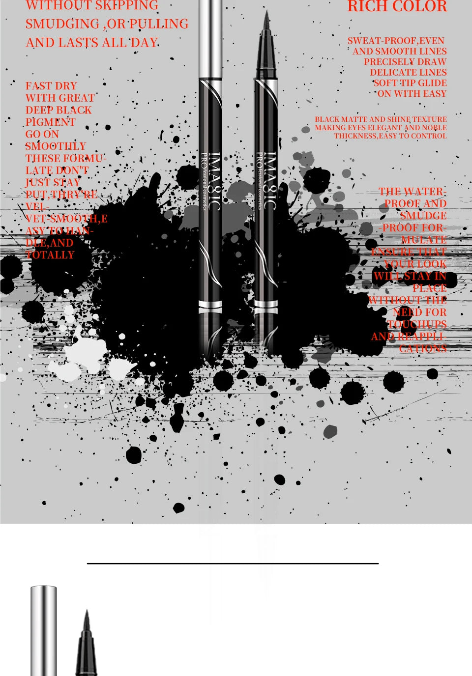 IMAGIC – Eyeliner waterproof mat noir longue tenue – Stylo eyeliner maquillage