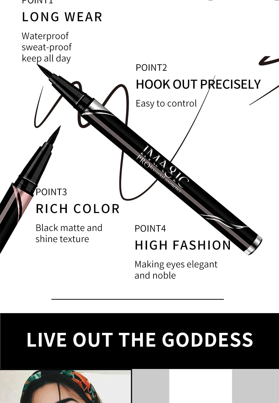 IMAGIC – Eyeliner waterproof mat noir longue tenue – Stylo eyeliner maquillage