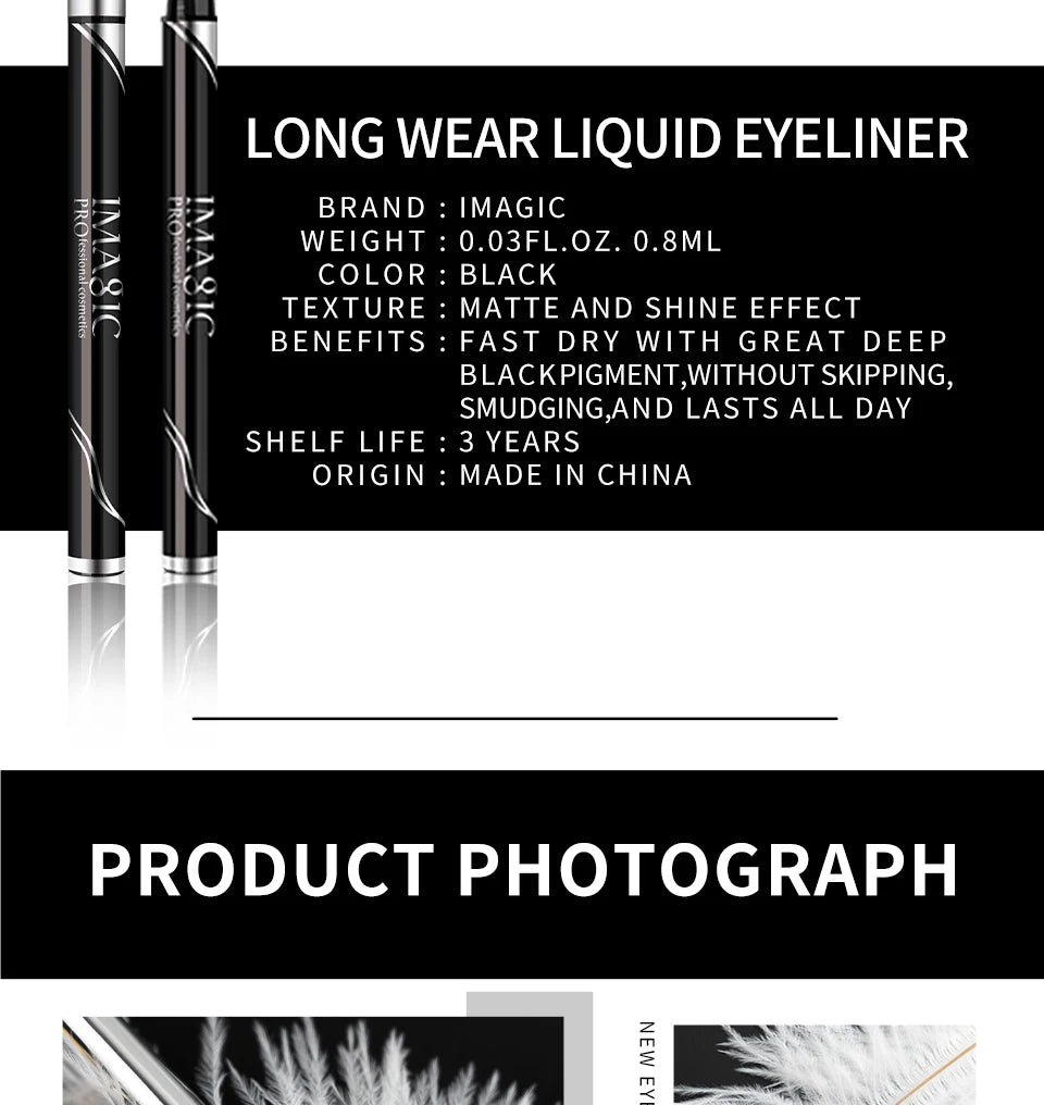 IMAGIC – Eyeliner waterproof mat noir longue tenue – Stylo eyeliner maquillage