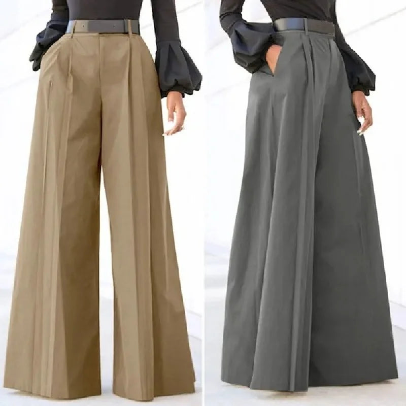 Pantalon femme taille haute coupe large – élégant et confortable
