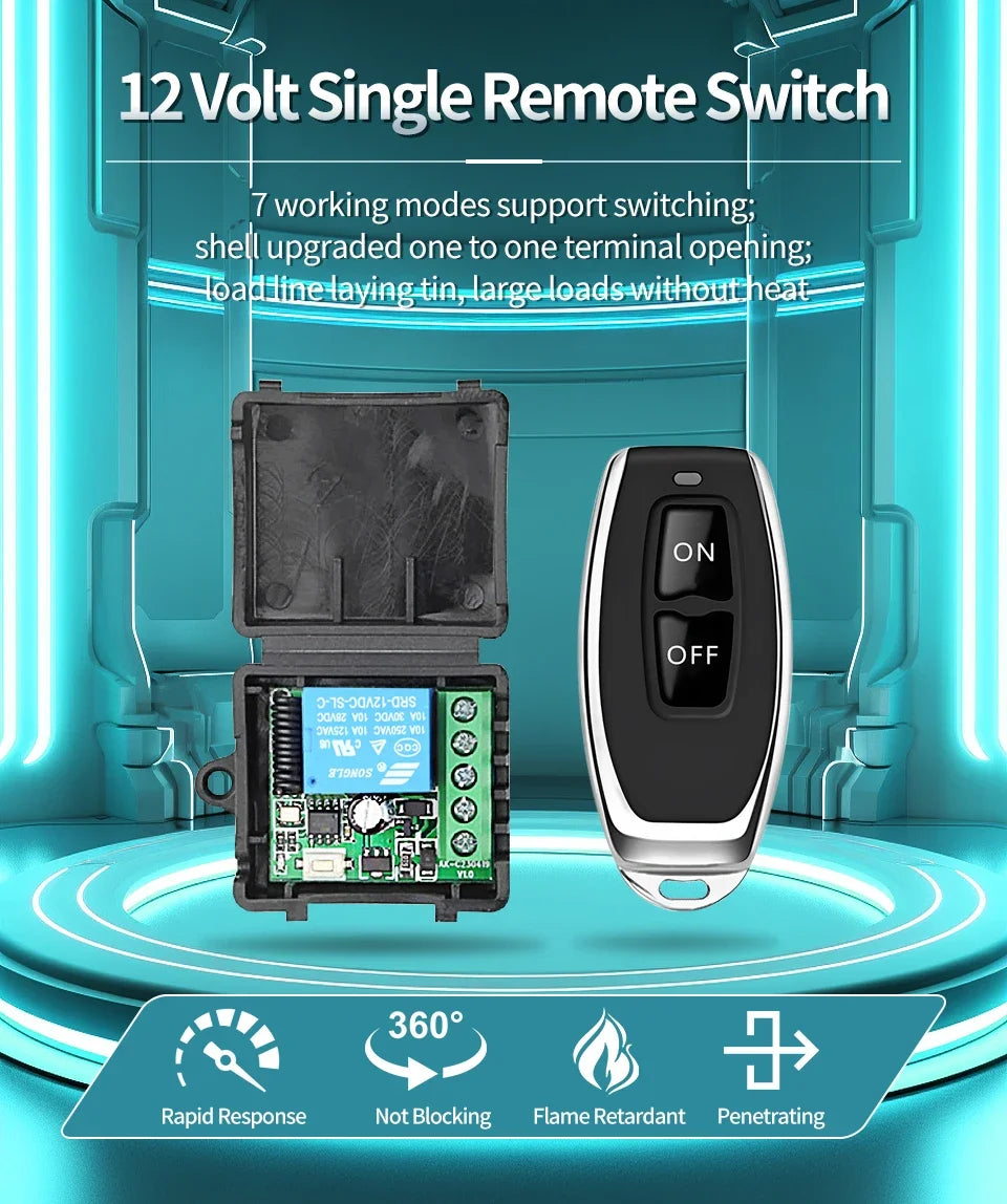 Commutateur sans fil avec télécommande 433Mhz, récepteur de relais DC 12V 1CH RF 10A et transmetteur 2CH pour serrure électromagnétique de porte