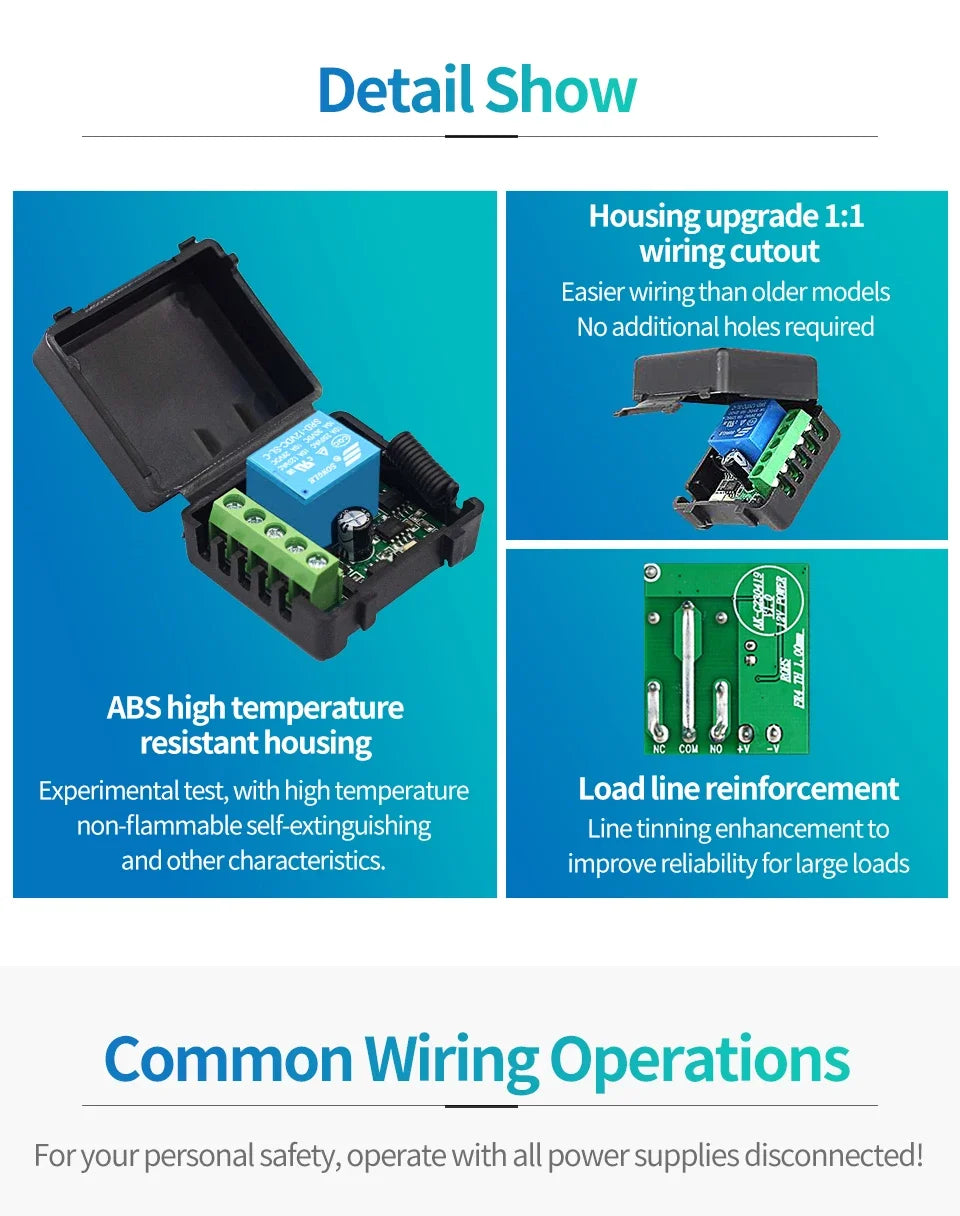 Commutateur sans fil avec télécommande 433Mhz, récepteur de relais DC 12V 1CH RF 10A et transmetteur 2CH pour serrure électromagnétique de porte