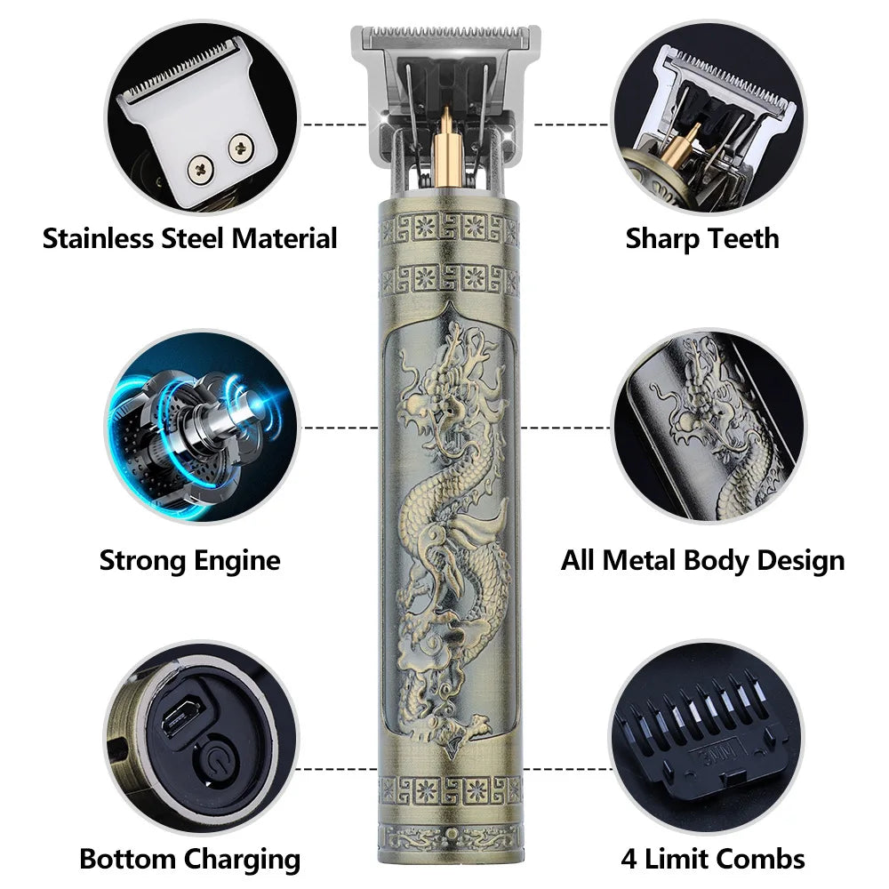 Tondeuse de Précision T9 Rétro – Barbe & Cheveux – Sans Fil