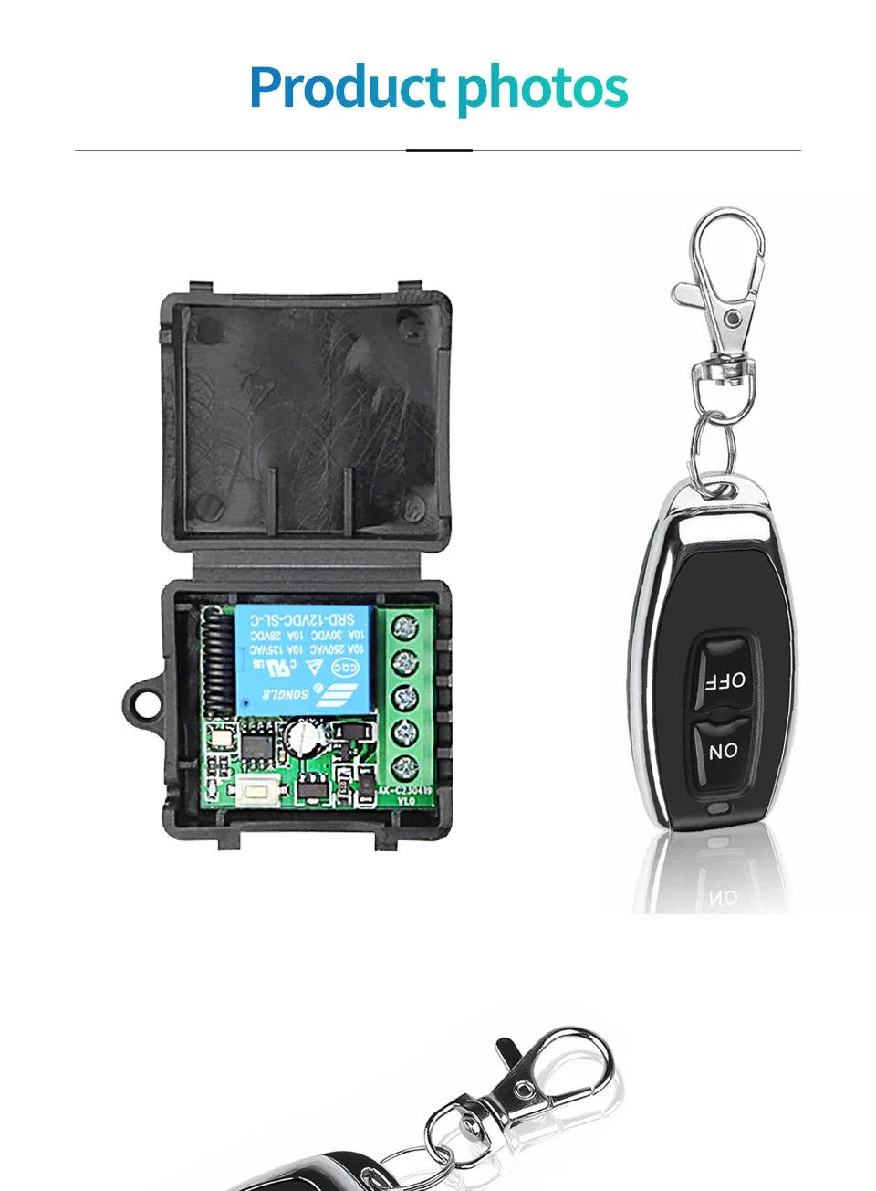 Commutateur sans fil avec télécommande 433Mhz, récepteur de relais DC 12V 1CH RF 10A et transmetteur 2CH pour serrure électromagnétique de porte