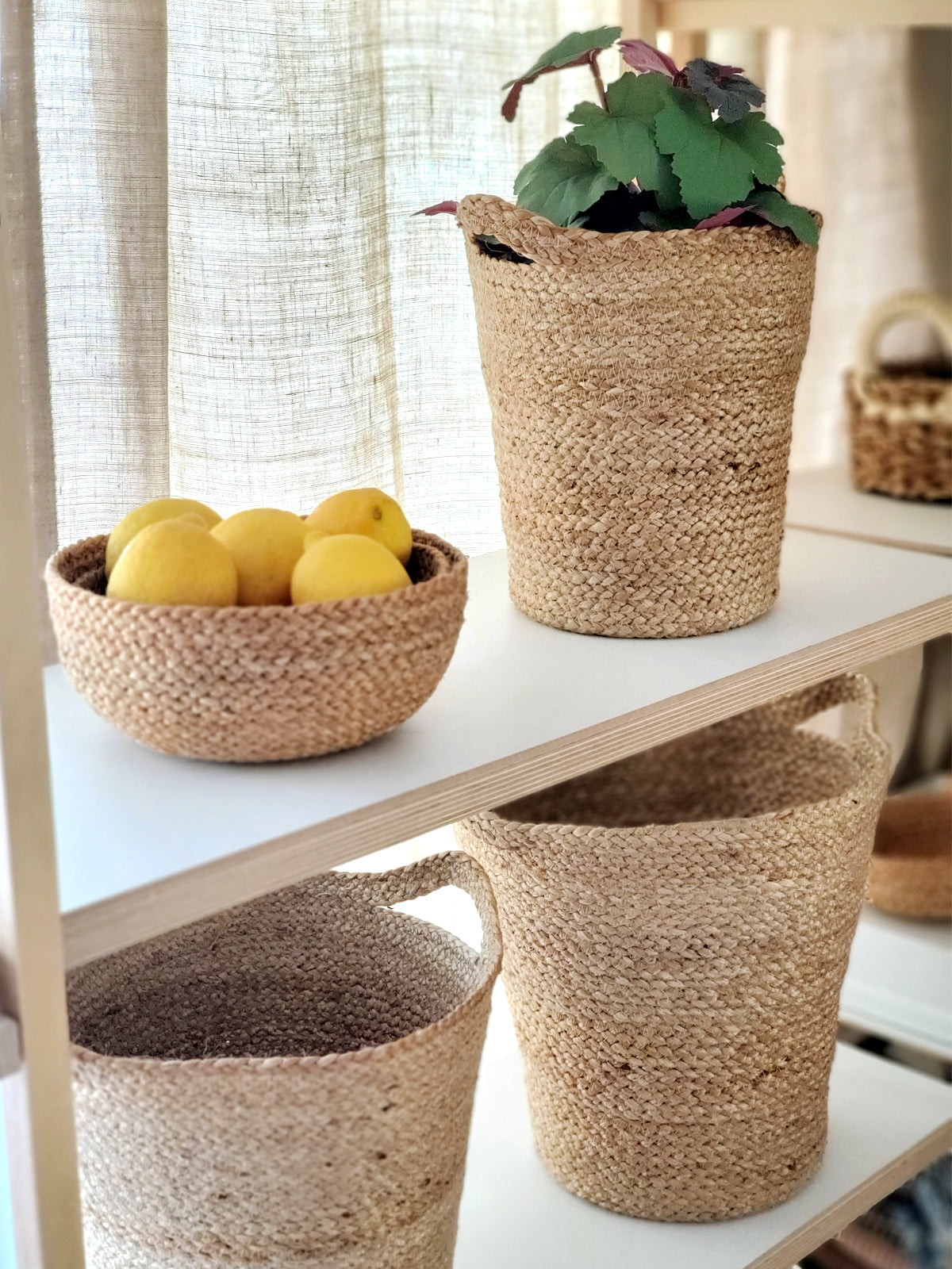 Ensemble de paniers tressés en jute – Rangement déco naturel