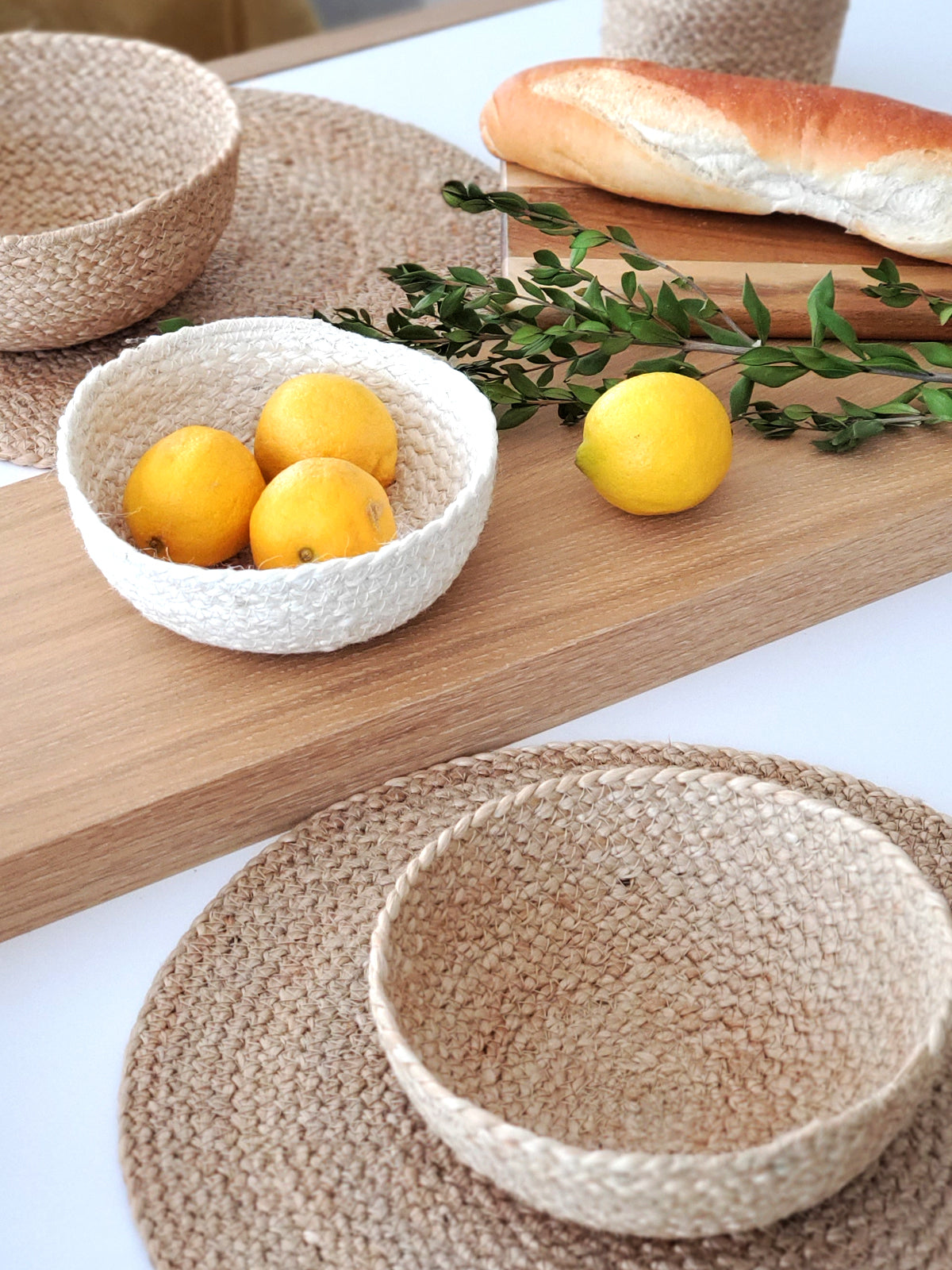 Ensemble de paniers tressés en jute – Rangement déco naturel