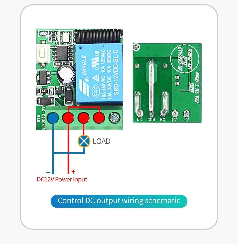 Commutateur sans fil avec télécommande 433Mhz, récepteur de relais DC 12V 1CH RF 10A et transmetteur 2CH pour serrure électromagnétique de porte