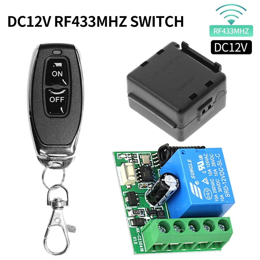 Commutateur sans fil avec télécommande 433Mhz, récepteur de relais DC 12V 1CH RF 10A et transmetteur 2CH pour serrure électromagnétique de porte