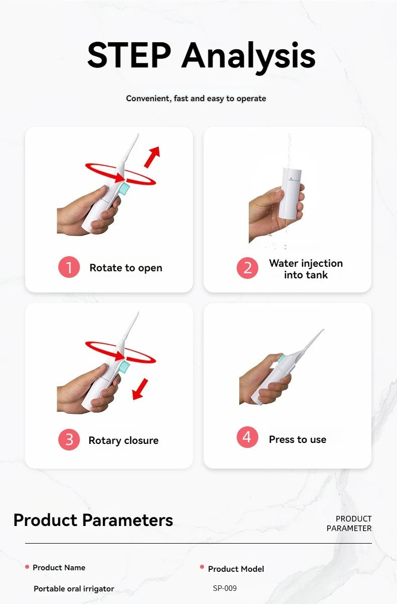 Hydropulseur dentaire manuel haute pression – Nettoyage efficace des dents