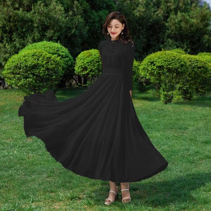 Robe Longue Fluide en Mousseline – Manches Longues & Style Bohème Chic