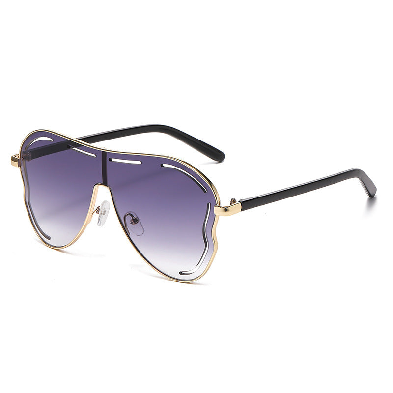 Lunettes de soleil oversize femme – Monture dorée & verres colorés tendance