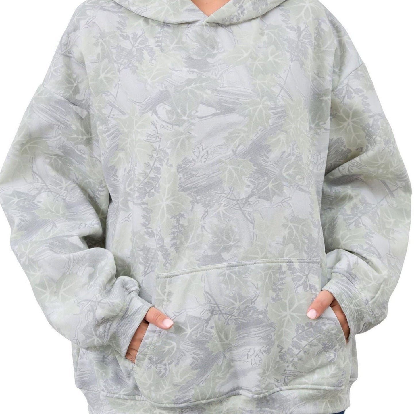 Hoodie Femme Camouflage Effet Feuilles – Sweat à Capuche Tendance