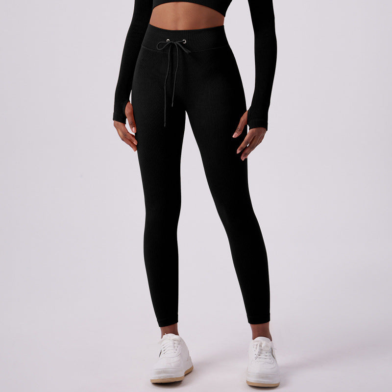 Legging de Yoga Femme Taille Haute à Cordon – Effet Galbant & Confort Extérieur