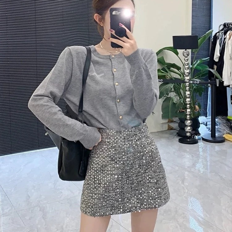 Jupe Femme Taille Haute Perlée – Coupe Moulante & Élégante