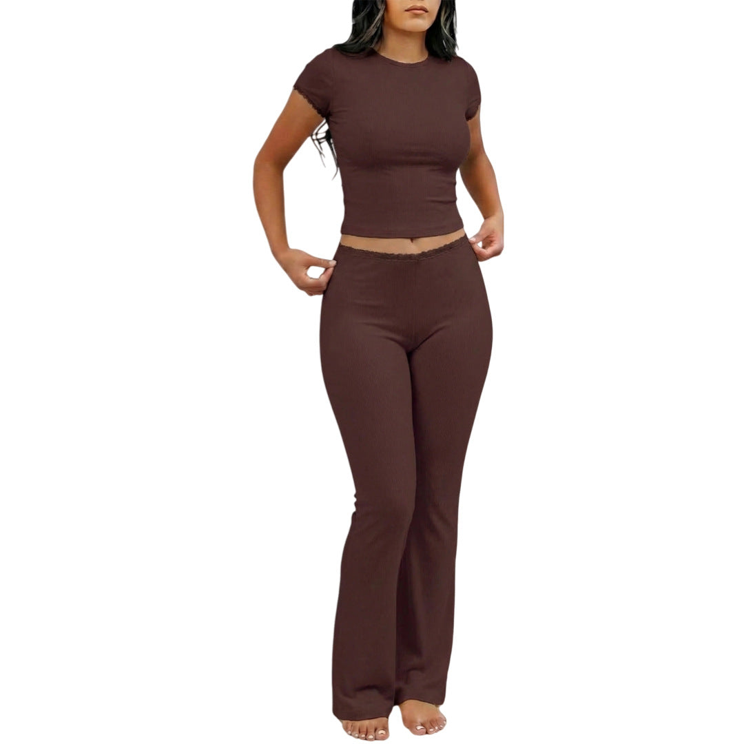 Ensemble Élégance – T-shirt Ajusté & Pantalon Taille Haute