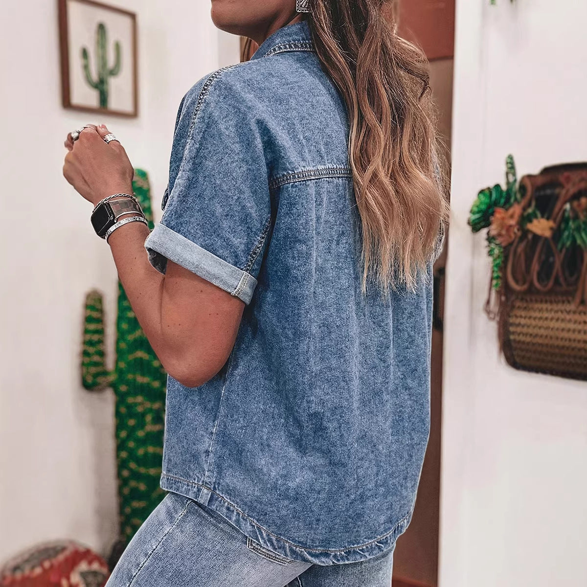 Chemise Femme Denim Boutonnée – Style Casual Chic
