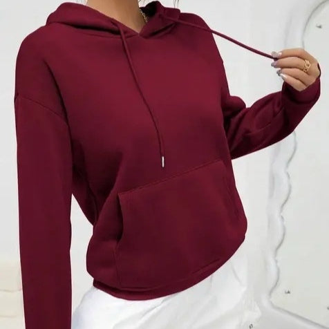 Sweat Femme Uni à Capuche – Casual, Confortable & Tendance