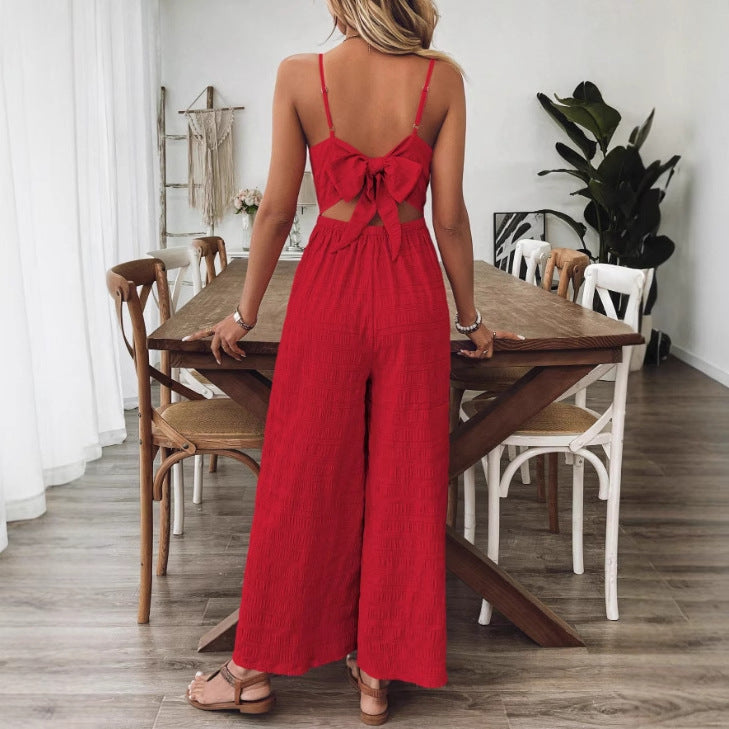 Combinaison Femme Élégante Sans Manches Pantalon Large