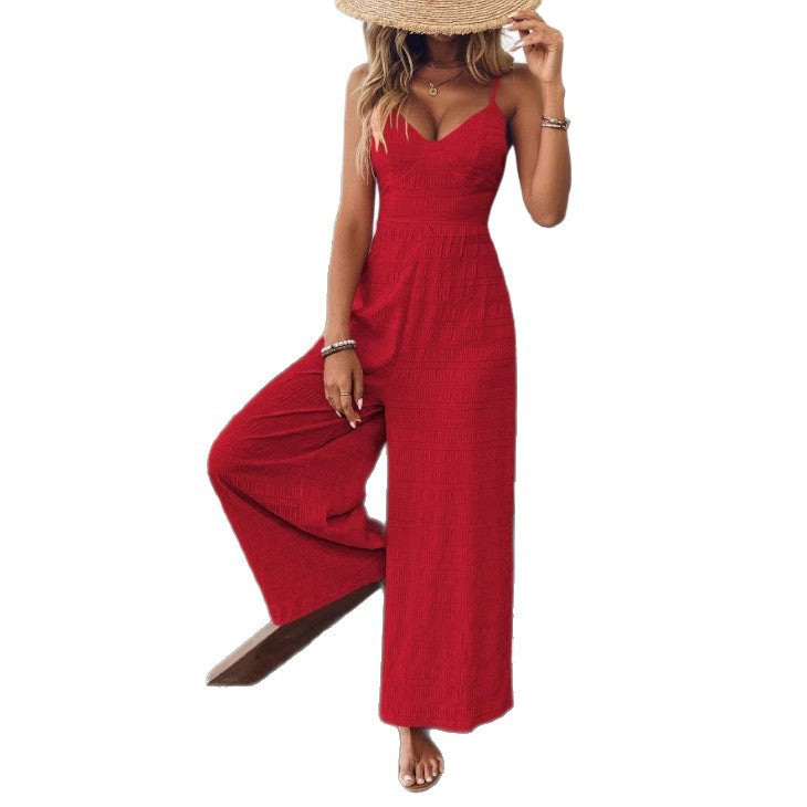 Combinaison Femme Élégante Sans Manches Pantalon Large
