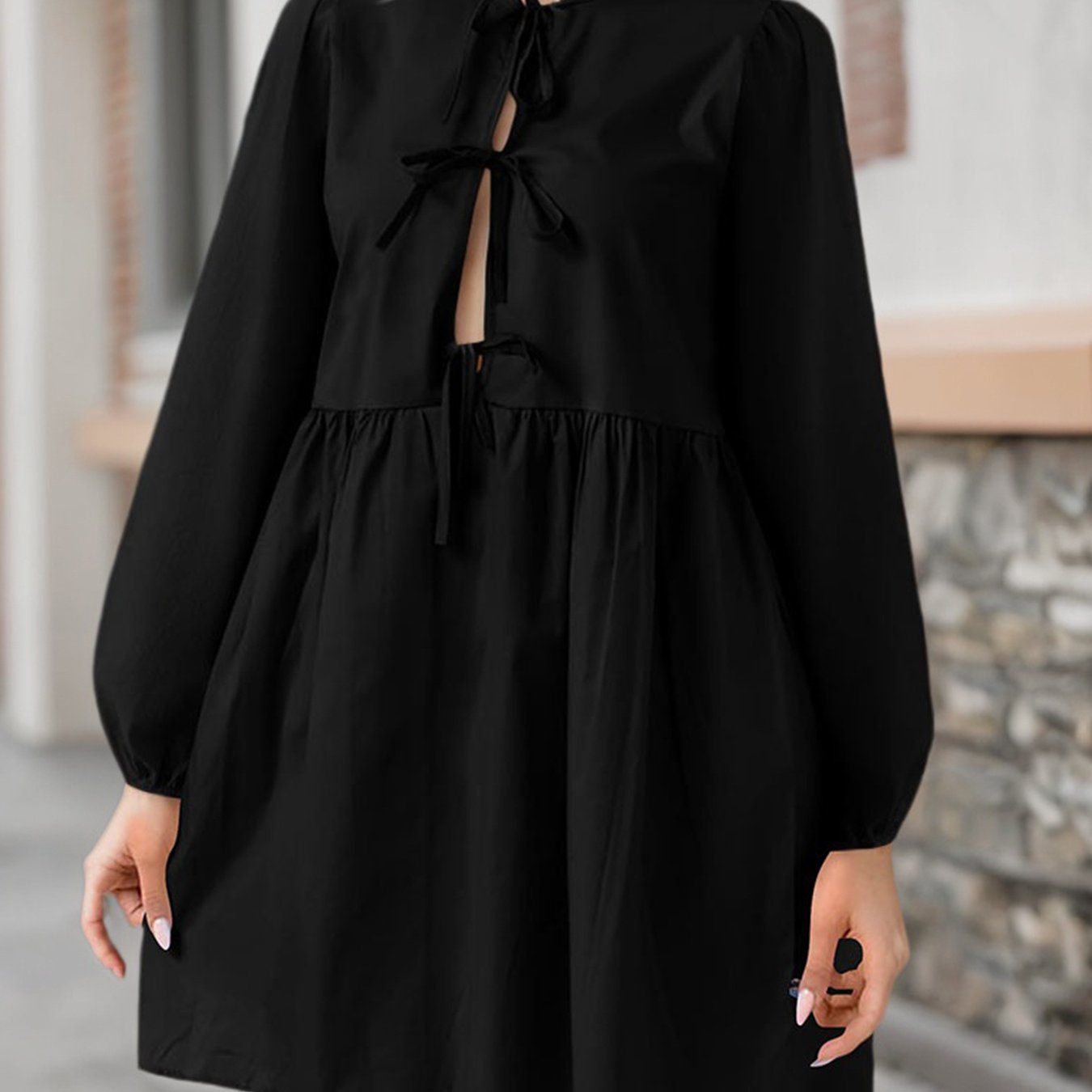 Robe courte femme manches bouffantes – coupe évasée élégante
