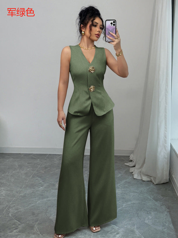 Ensemble Femme Élégant Sans Manches Pantalon Long
