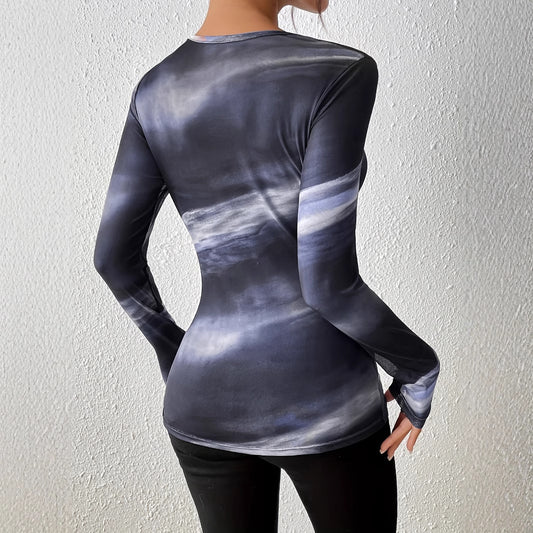 Haut Femme Dégradé Coupe Slim – Col Asymétrique Élégant