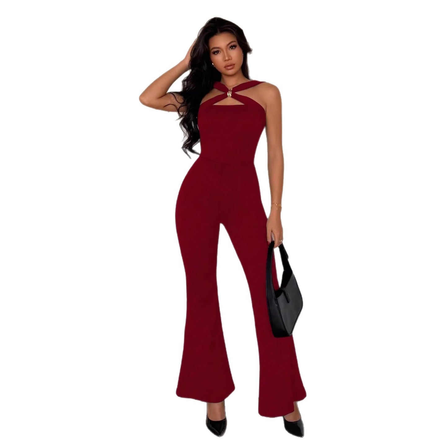 Combinaison Femme Élégante Pantalon Évasé