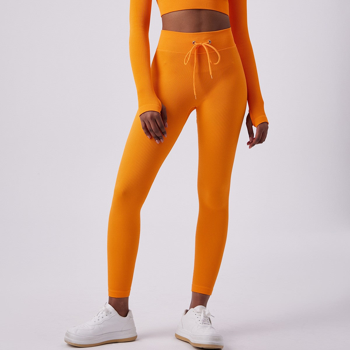 Legging de Yoga Femme Taille Haute à Cordon – Effet Galbant & Confort Extérieur