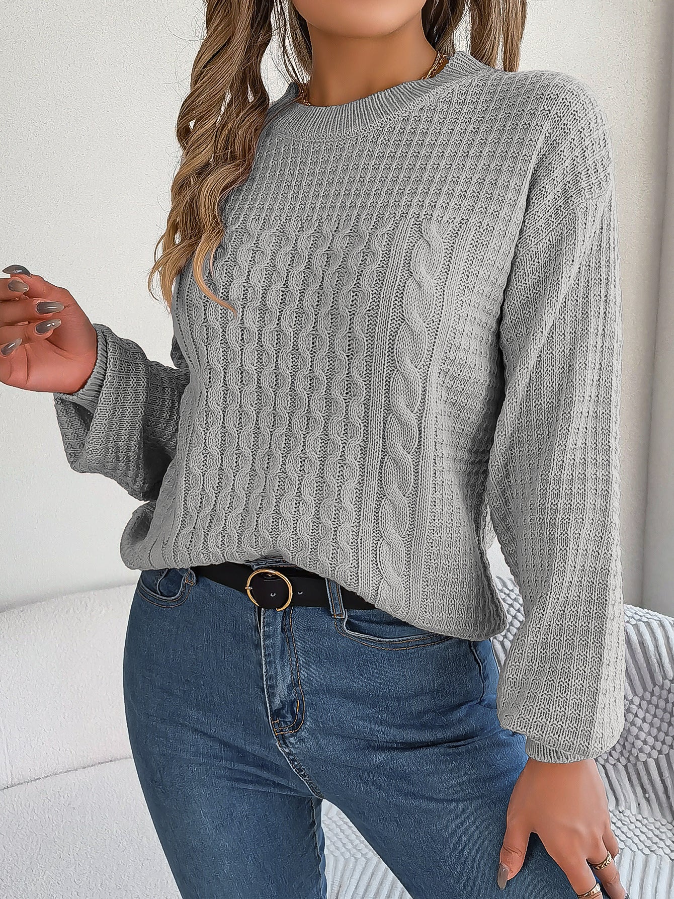 Pull femme col rond manches longues