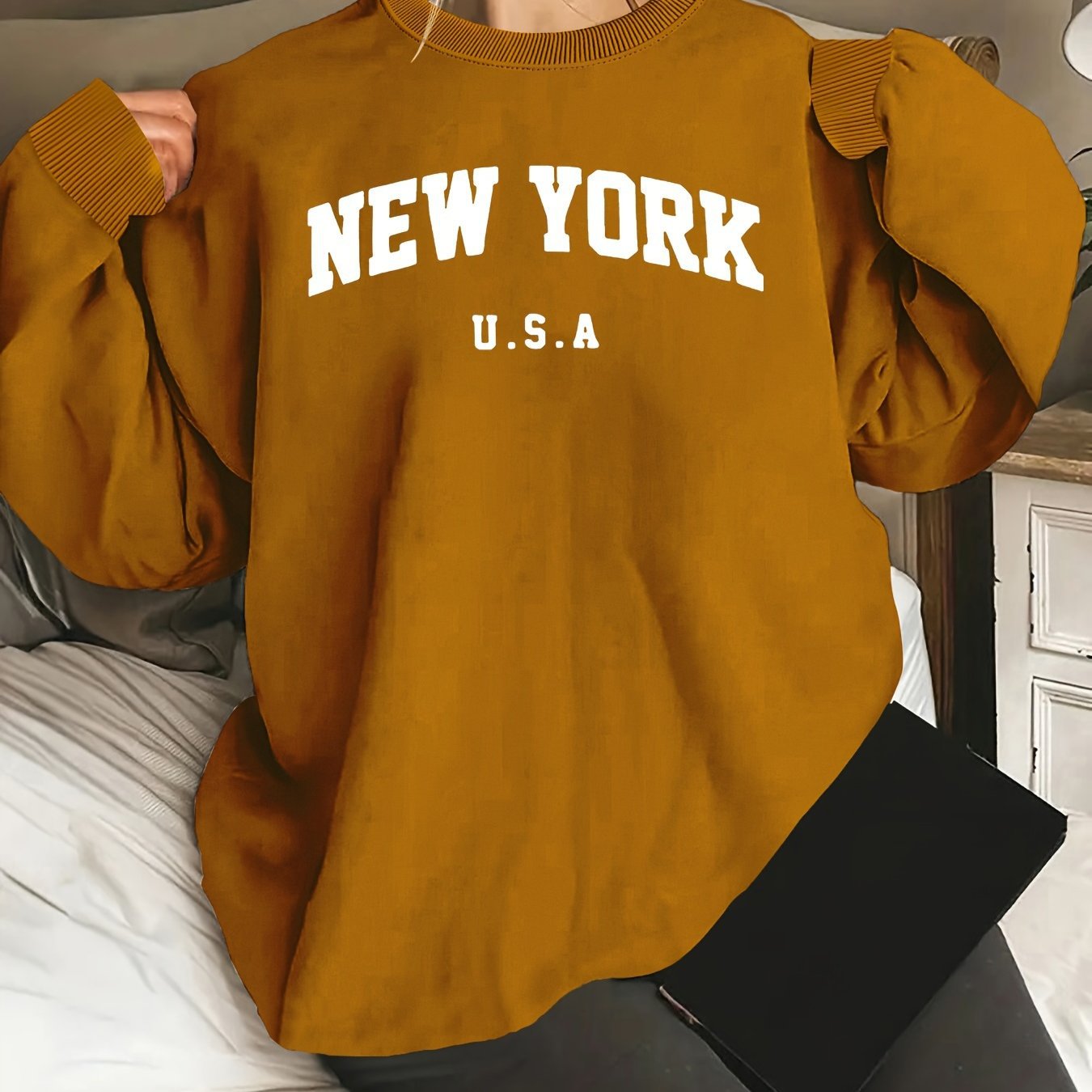 Sweat Femme “New York” – Manches Longues Col Rond Casual