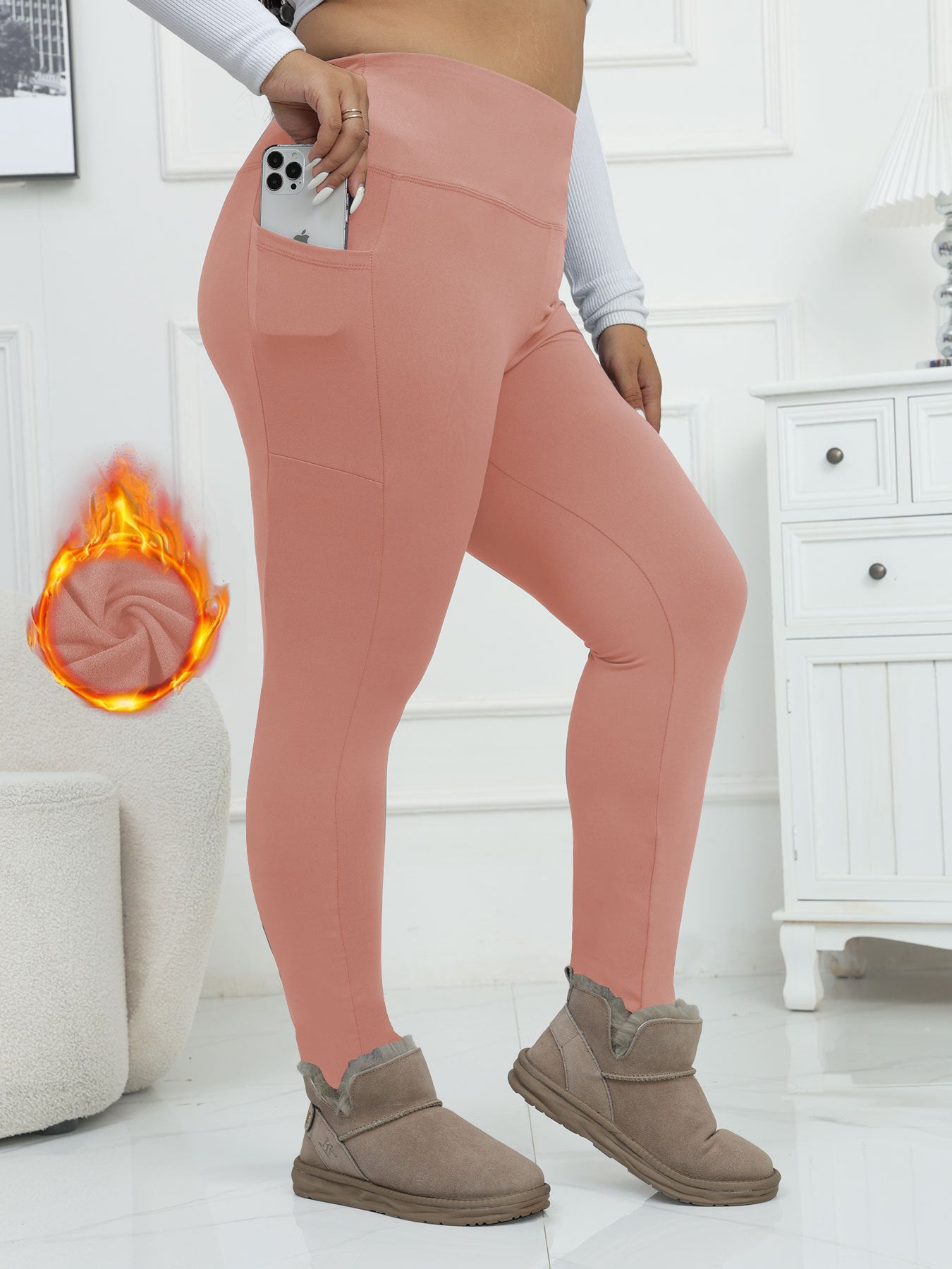 Legging Femme Polaire Taille Haute – Yoga & Hiver Ultra Chaud