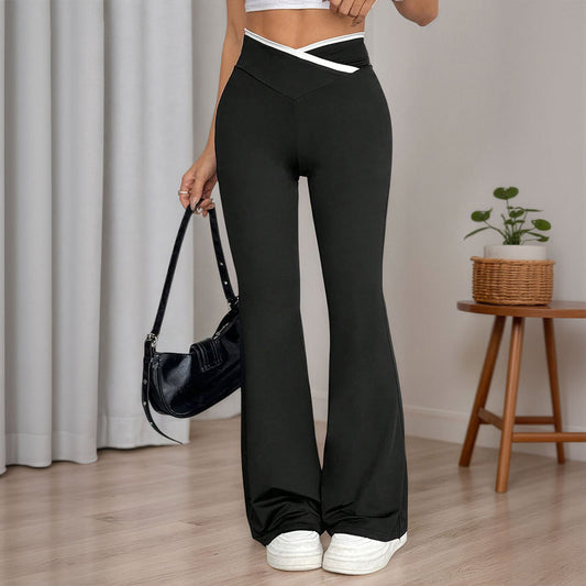 Pantalon Femme Évasé Taille Haute – Stretch Gainant & Chic