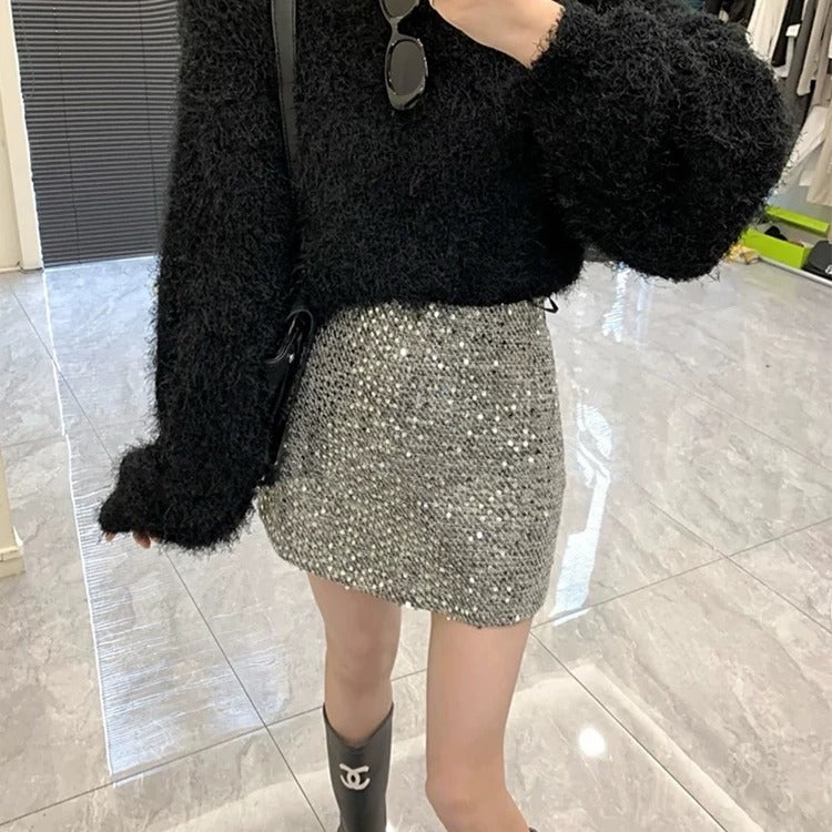 Jupe Femme Taille Haute Perlée – Coupe Moulante & Élégante