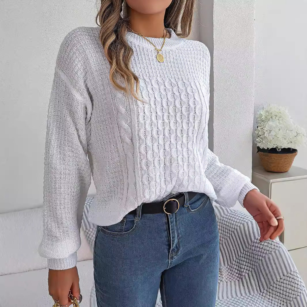 Pull femme col rond manches longues